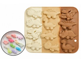Molde silicona tricolor marron 12 dinosaurios (1)